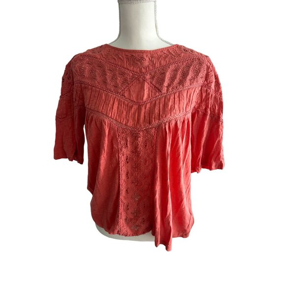 SUNDANCE Orange Embroidered Blouse Top Size Small - Picture 3 of 7